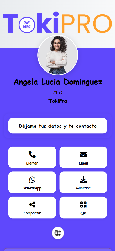 Vista previa del perfil TokiPRO en móvil